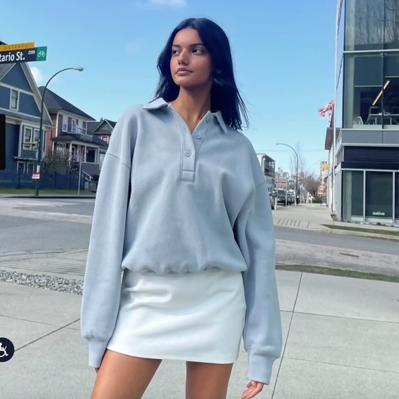 OAK + FORT Sweaters - NWT Oak + Fort Polo Sweater *BLUE*